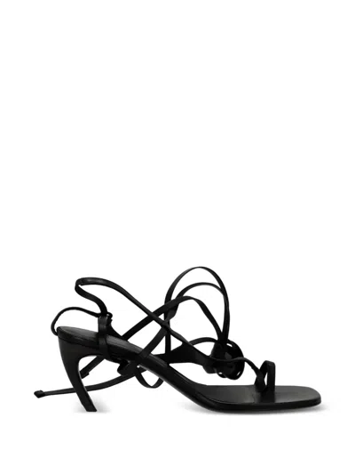 Pre-owned Attico Nova Strappy Leather Sandals In Black