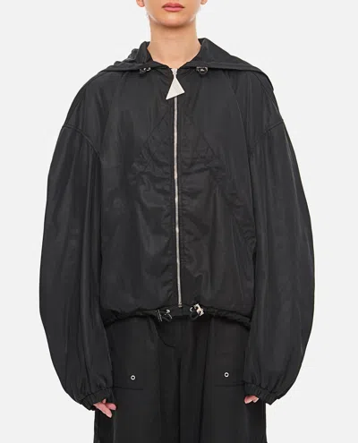 Attico Oversized Black Hooded Bomber Jacket