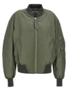 Attico Green Bomber Jacket With Zip Pocket On The Sleeve In Tech Fabric Woman