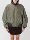 Attico Green Bomber Jacket With Zip Pocket On The Sleeve In Tech Fabric Woman