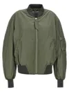 Attico Green Bomber Jacket With Zip Pocket On The Sleeve In Tech Fabric Woman In Green