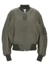 Attico Grey Bomber Jacket With Front Zip Closure And One Zipped Pocket On The Sleeve In Tech Fabric Woman In Green