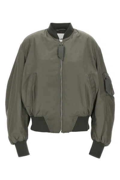 Attico Nylon Bomber Jacket In Green