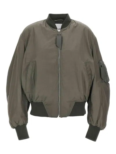 Attico Nylon Bomber Jacket In Green