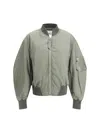 Attico Green Bomber Jacket With Zip Pocket On The Sleeve In Tech Fabric Woman In Khaki