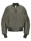 Attico Green Bomber Jacket With Zip Pocket On The Sleeve In Tech Fabric Woman In Green