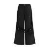 Attico High-waisted Black Elasticated Loose Fit Trousers With Pockets In Black