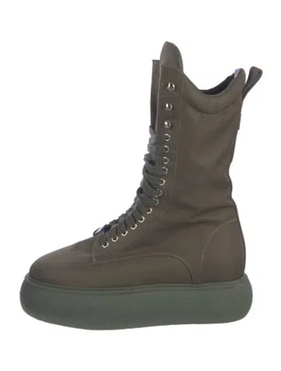 Pre-owned Attico Nylon Combat Boots In Green