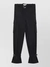 Attico Nylon Trousers Adjustable Cuffs Cargo Pockets In Black