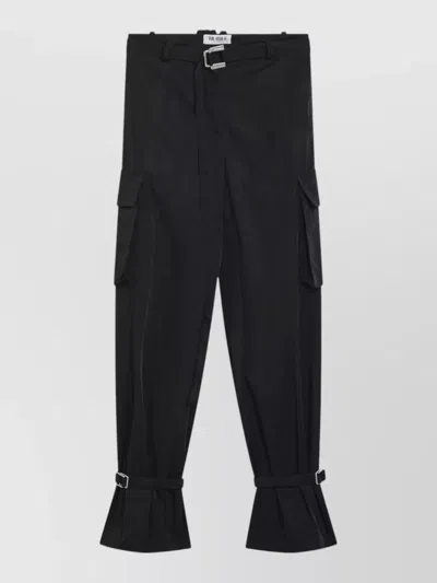 Attico Nylon Trousers Adjustable Cuffs Cargo Pockets In Black