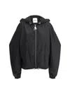 Attico Oversized Black Hooded Bomber Jacket In Black