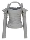 Attico Off-shoulder Draped Top In Gray