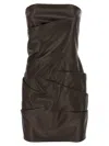 Attico Brown Off-shoulder Sleeveless Mini Dress With Rear Zip Closure In Brown