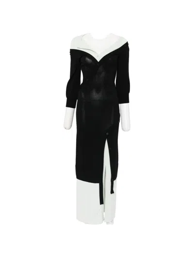 Attico Off-shoulder Layered Maxi Dress In Black