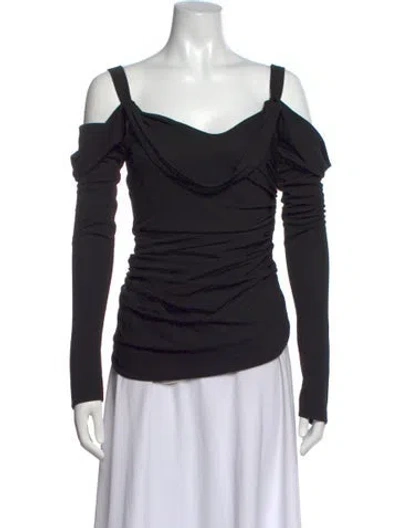 Pre-owned Attico Off-the-shoulder Long Sleeve Top In Black