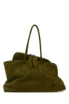 Attico Olive Green Suede Medium La Passeggiata Shoulder Bag In Brown