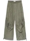 Attico Olive Green Trousers With Drawstring Waistband
