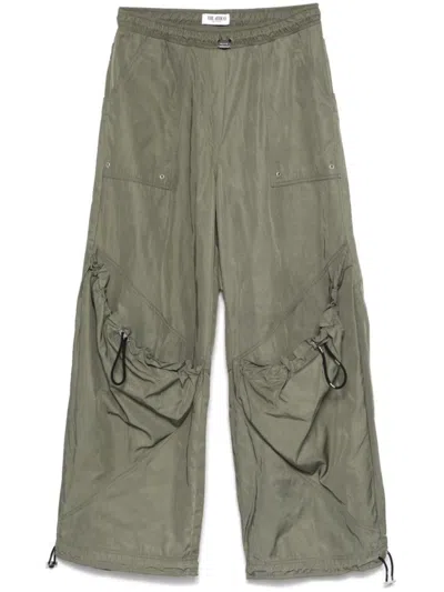 Attico Olive Green Trousers With Drawstring Waistband