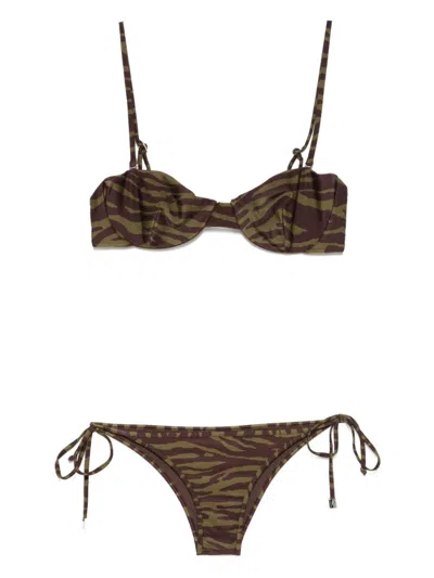 ATTICO OLIVE ZEBRA-PRINT BIKINI