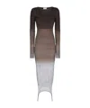 Attico Gradient Effect Ribbed Bodycon Dress In Brown