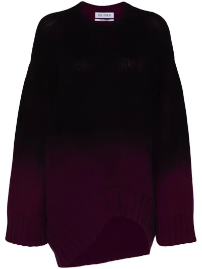 Attico Long Sweater In Wool And Cashmere Blend With Ombré Effect In Purple