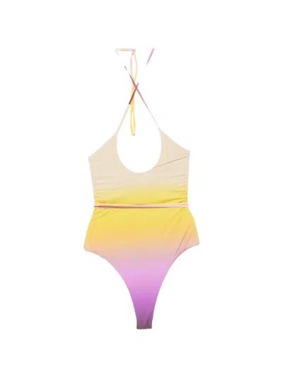 Attico Ombré Halterneck Swimsuit In Multi