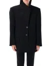 Attico Relaxed Fit One And A Half Breasted Blazer In Black