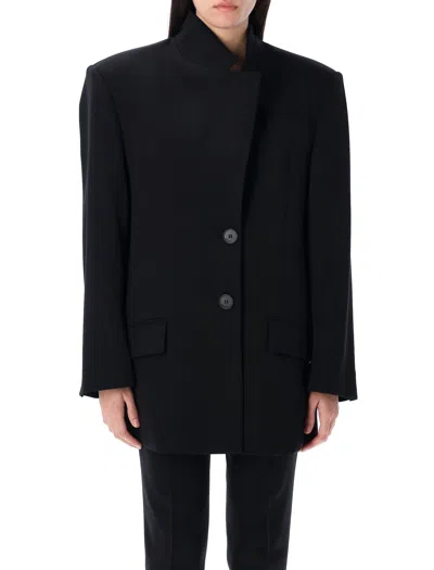 Attico One And A Half Breasted Blazer In Black