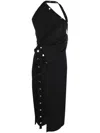 Attico Stretch Jersey One Shoulder Midi Dress In Black