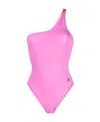 Attico Pink Single-shoulder One-piece Swimsuit In Pink