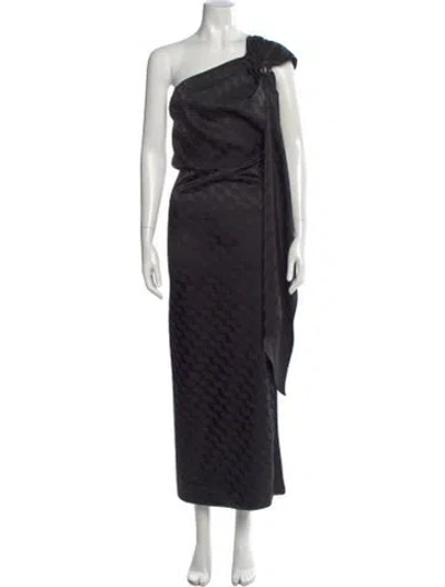 Pre-owned Attico One-shoulder Long Dress In Black