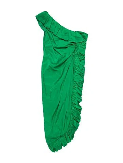 Pre-owned Attico One-shoulder Long Dress In Green