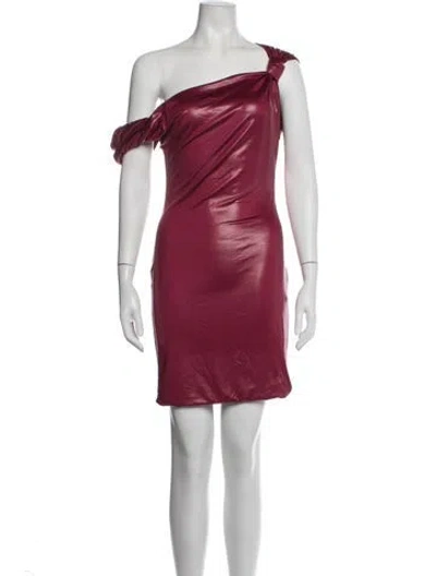 Pre-owned Attico One-shoulder Mini Dress In Burgundy