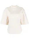 Attico Open-back Cotton T-shirt In Beige