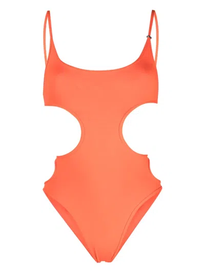 Attico Open-back Cutout Swimsuit In Orange