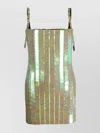 Attico Pailette-embellished Mini Dress In Brown