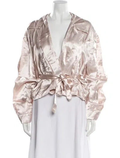 Pre-owned Attico Open Front Long Sleeve Top In Pink