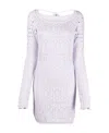 Attico Open-knit Long-sleeved Minidress In White