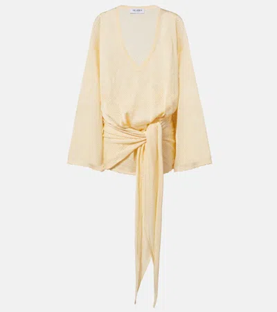 Attico Open-knit Minidress In Neutral