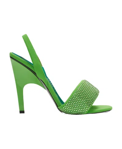 Attico Open-toed High-heeled Sandals In Green