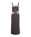 Attico Open-back Satin Midi Dress In Black