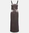 Attico Open-back Satin Midi Dress In Brown