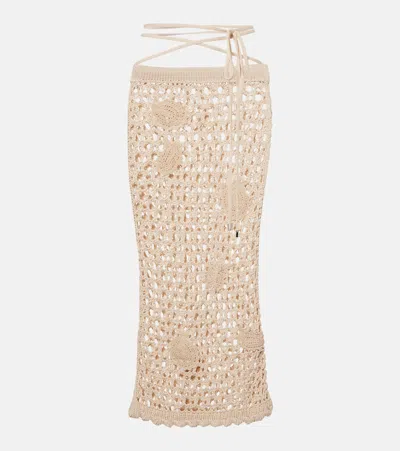 Attico Open-knit Cotton Beach Cover-up In Neutral