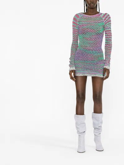 Attico Knitted Minidress In Purple