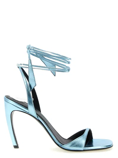 Attico Ora 95 Metallic Leather Sandals In Blue