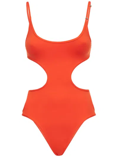 Attico Orange One-piece Swimsuit With Trendy Cutouts In Red