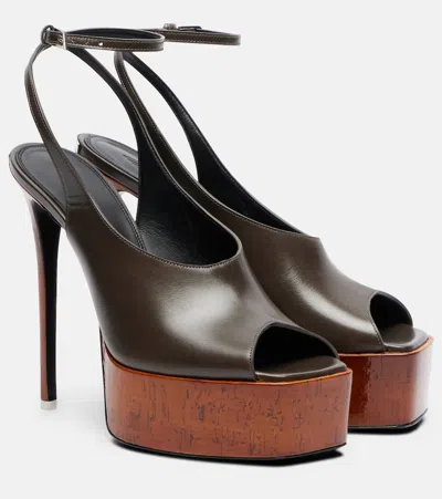 Attico Ornella Leather Platform Slingback Pumps In Black