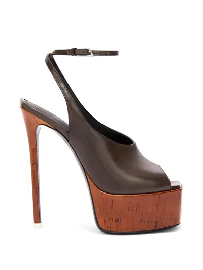 Attico Ornella Platform Sandals In Brown