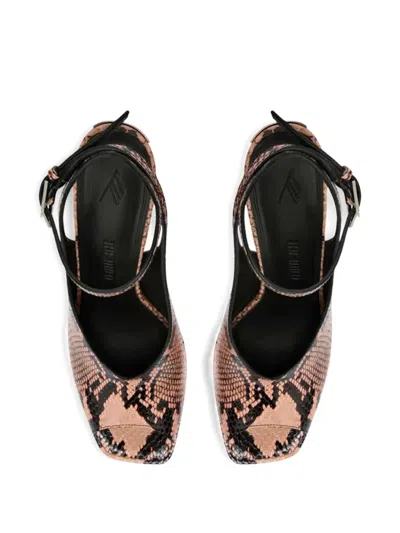 Attico Ornella Python-print Heeled Leather Pumps In Neutral