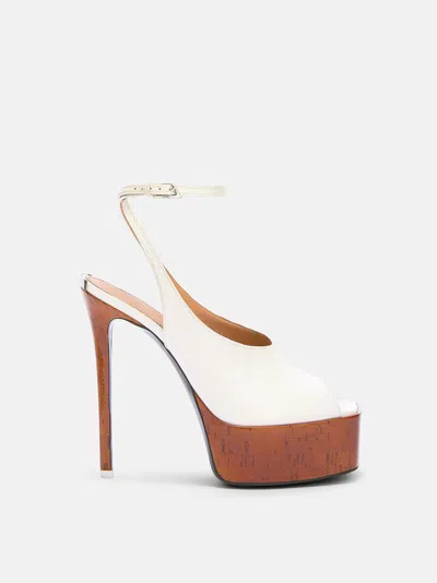 Attico Ornella 140 Leather Platform Pumps In White